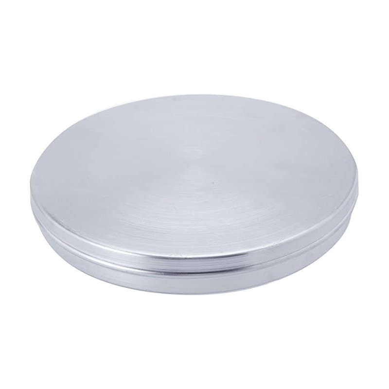 Ayda Aluminum Round Basbuosa Tray With Lid 3 Pieces 14 Inches Silver