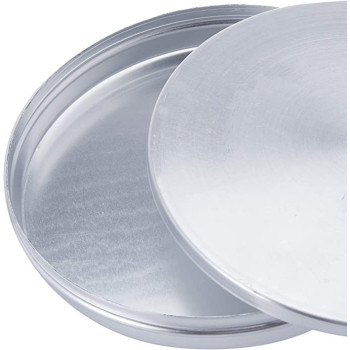 Ayda Aluminum Round Basbuosa Tray With Lid 3 Pieces 14 Inches Silver