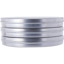 Ayda Aluminum Round Basbuosa Tray With Lid 3 Pieces 14 Inches Silver