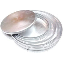 Ayda 5 Piece Aluminum Basbuosa Cake Tray With Lid Silver 5 Pieces Silver