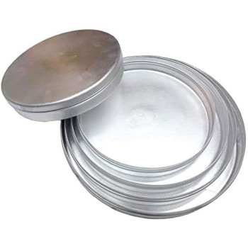 Ayda 5 Piece Aluminum Basbuosa Cake Tray With Lid Silver 5 Pieces Silver