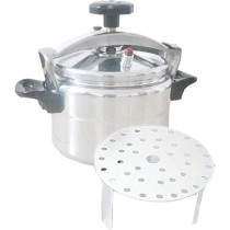 Aluminium Pressure Cooker With Rack Silver 20 Litres Silver&Black