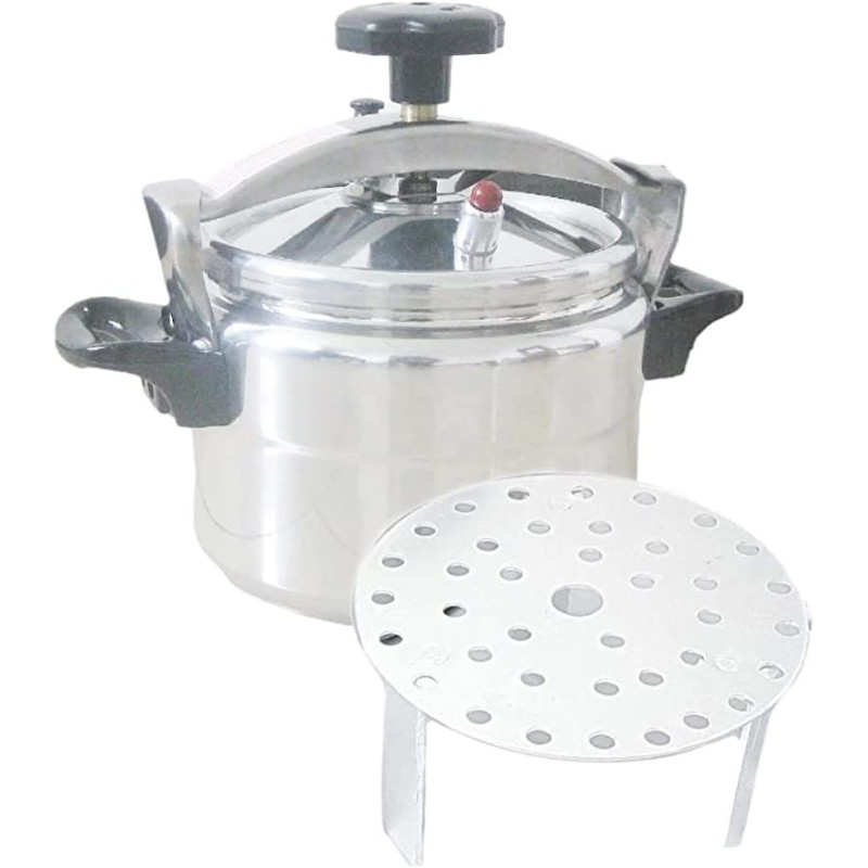 Aluminium Pressure Cooker With Rack Silver 20 Litres Silver&Black