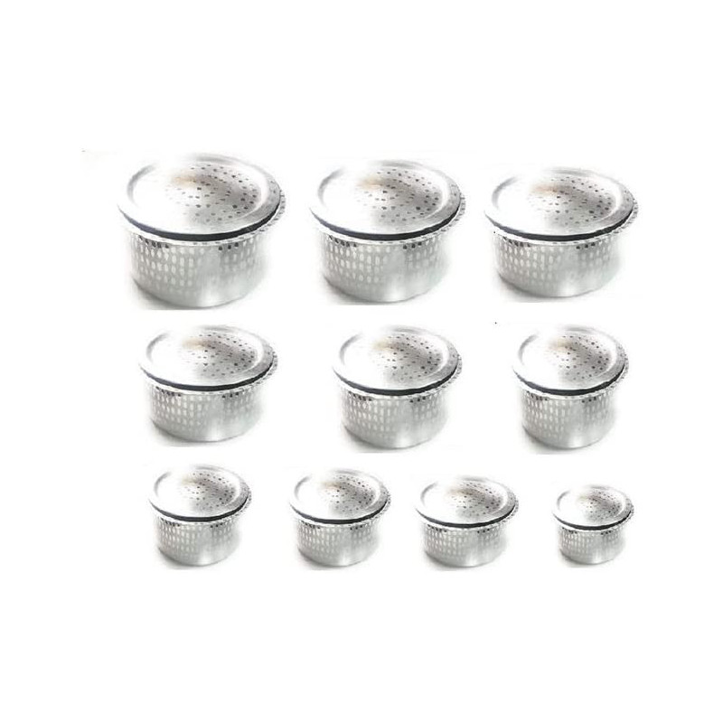 Ayda 10 Pieces Aluminium Hammered Mini Tope Set With Lid Silver 15Cm 10 Pieces Silver