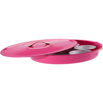 Ayda Aluminum 8 Partition Breakfast Serving Tray With Dip Lid20 Inches Pink