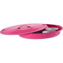 Ayda Aluminum 8 Partition Breakfast Serving Tray With Dip Lid20 Inches Pink
