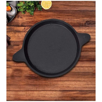 Ayda Cast Iron Adachatti Dosa Pan Pre Seasoned For Traditional Cooking Of Dosa Omelette Pizza Frying Fish Black 10 Inches