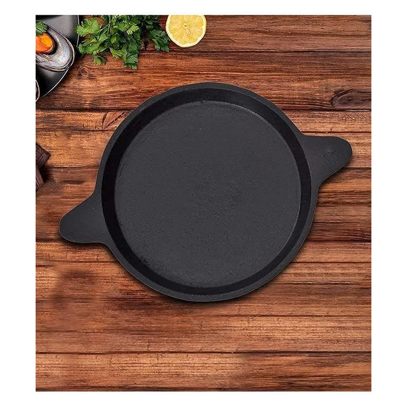 Ayda Cast Iron Adachatti Pre Seasoned For Traditional Cooking Of Dosa Omelette Pizza Frying Fish Appam Pan9 Inches Black