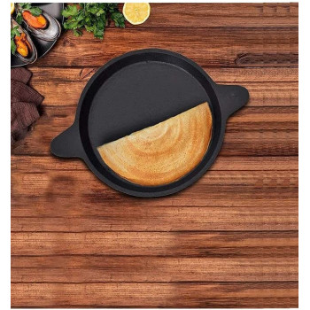 Ayda Cast Iron Adachatti Pre Seasoned For Traditional Cooking Of Dosa Omelette Pizza Frying Fish Appam Pan9 Inches Black