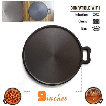 Ayda Cast Iron Dosa Tawa Perfect For Cooking On Gas Induction And Electric Cooktops Pre Seasoned11 Inches Black