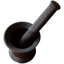 Ayda Cast Iron Pre Seasoned Garlic Spice Tamping Rammer Mortar Pestle Mill Grinder Bowl Stainless Steel Mortar 12 Cm Silver