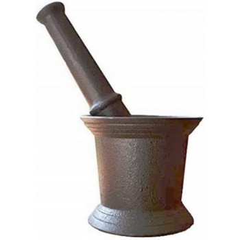 Ayda Cast Iron Pre Seasoned Garlic Spice Tamping Rammer Mortar Pestle Mill Grinder Bowl Stainless Steel Mortar 12 Cm Silver