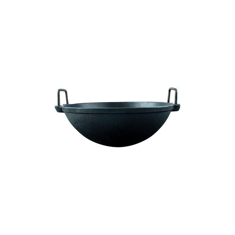 Ayda Cast Iron Pre Seasoned Super Polished Kadaiwok 9 Inch Gas Stove Compatible Black9 Inches Black