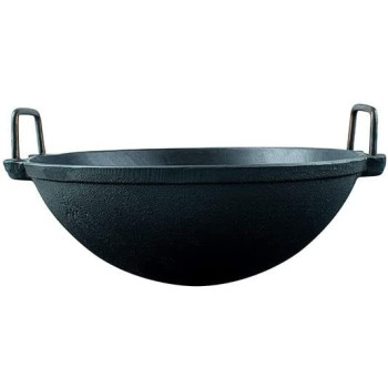 Ayda Cast Iron Pre Seasoned Super Smooth Kadhai Wok For Cooking 10 Inch Black10 Inches Black