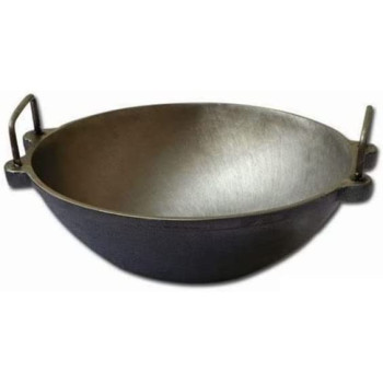 Ayda Cast Iron Pre Seasoned Super Smooth Kadhai Wok For Cooking 10 Inch Black10 Inches Black