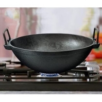 Ayda Cast Iron Pre Seasoned Super Smooth Kadhai Wok For Cooking 10 Inch Black10 Inches Black