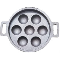 Ayda Cast Iron Pre Seasoned Super Smooth Paniyarampaddu Pan Super Smooth Round 7 Pits Black 9Inch9 Inches Black