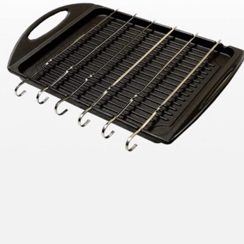 Ayda Cast Iron Pre Seasoned Grill Pan Griddle With Handles Reversible Korean Barbecue Tray Grill Plate 26 X 33 X 6 Cm Black