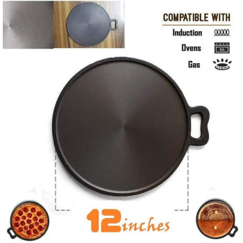 Ayda Cast Iron Pre Seasoned Super Smooth Tawa For Dosarotichapati 12 Inch12 Inches Black