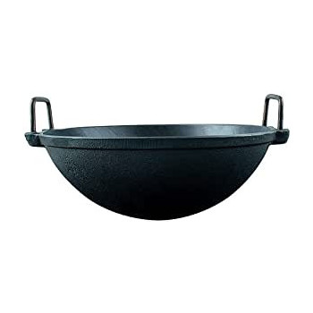 Ayda Cast Iron Pre Seasoned Super Smooth Kadai Loha Kadai Gas Stove And Induction Friendly Naturally Non Stick 12Inch Black