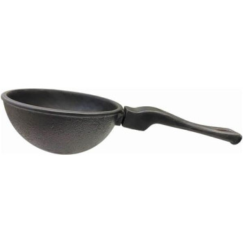 Ayda Cast Iron Pre Seasoned Tadka Pan With Cast Iron Handle Gas Small And Handy Naturally Non Stick Black D:13Cms 500Ml Black