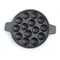 Ayda Cast Iron Traditional 14 Pits Pre Seasoned Pan Induction Friendly Smooth Finish Ponganalu Pan Kallu Chatti 10inch Black