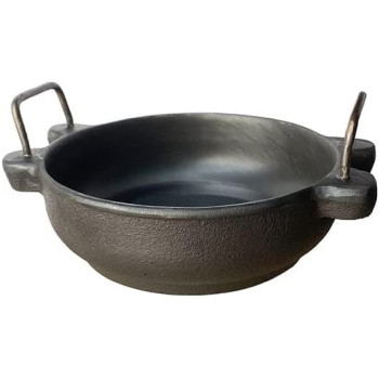 Ayda Pre Seasoned Cast Iron Kadhai With Lid For Cooking And Deep Frying Loha Kadai Coating Free Black 1 Pc 17Cm17 Cm Black