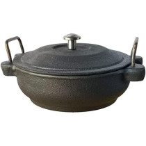 Ayda Pre Seasoned Cast Iron Kadhai With Lid For Cooking And Deep Frying Loha Kadai Coating Free Black 1 Pc 17Cm17 Cm Black