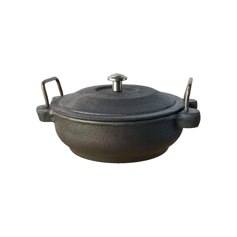 Ayda Pre Seasoned Cast Iron Kadhai With Lid For Cooking And Deep Frying Loha Kadai Coating Free Black 1 Pc 17Cm17 Cm Black