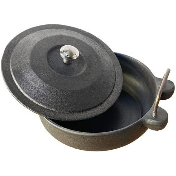 Ayda Pre Seasoned Cast Iron Kadhai With Lid For Cooking And Deep Frying Loha Kadai Coating Free Black 1 Pc 17Cm17 Cm Black