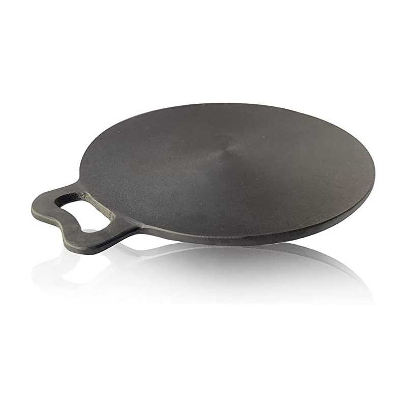 Ayda Pre Seasoned Cast Iron Tawa Arabic Bread Maker Flat Edge Iron Tawa compatible with Gas and Flat Top Stoves 11 Inch Black