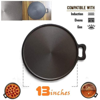 Ayda Pre Seasoned Cast Iron Tawa Griddle Black 13Inch13 Inches Black