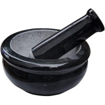 Ayda Pure Granite Stone Mortar And Pestle Manual Grinder Set Black 6Inch6 Inches Black