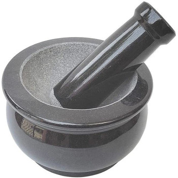 Ayda Pure Granite Stone Mortar And Pestle Manual Grinder Set Black 6Inch6 Inches Black