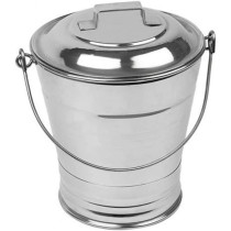 Ayda Stainless Steel Bucket With Lid Silver 1L1 Litre Silver