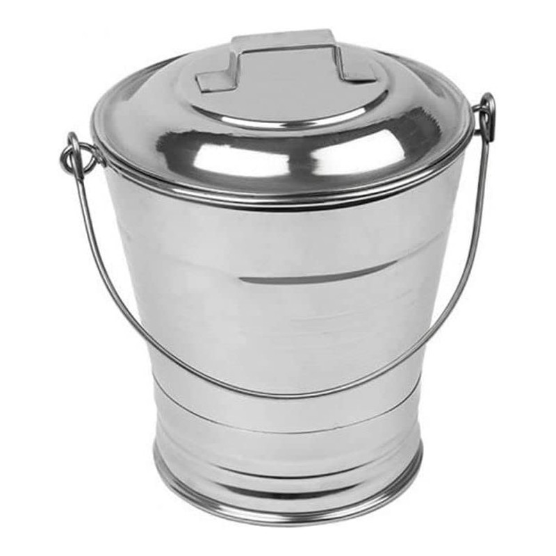 Ayda Stainless Steel Bucket With Lid Silver 1L1 Litre Silver