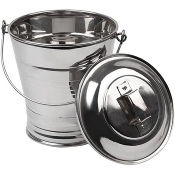Ayda Stainless Steel Bucket With Lid Silver 1L1 Litre Silver