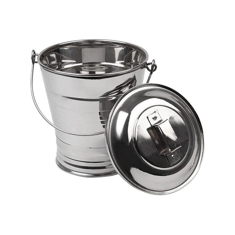Ayda Stainless Steel Bucket With Lid Silver 2L2 Litres Silver