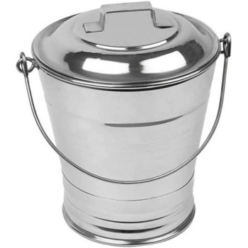 Ayda Stainless Steel Bucket With Lid Silver 4L4 Litres Silver
