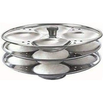 Ayda Stainless Steel Idli Stand 3 Rack 14 Pits Silver 19X11.5Cm19 X 11.5 Cm Silver