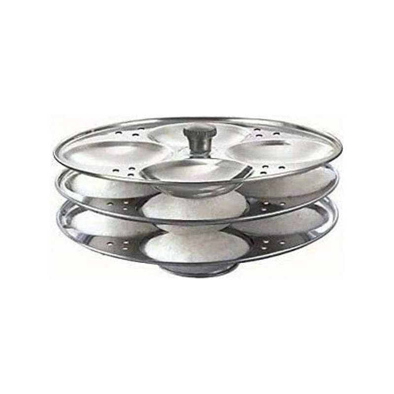 Ayda Stainless Steel Idli Stand 3 Rack 14 Pits Silver 19X11.5Cm19 X 11.5 Cm Silver