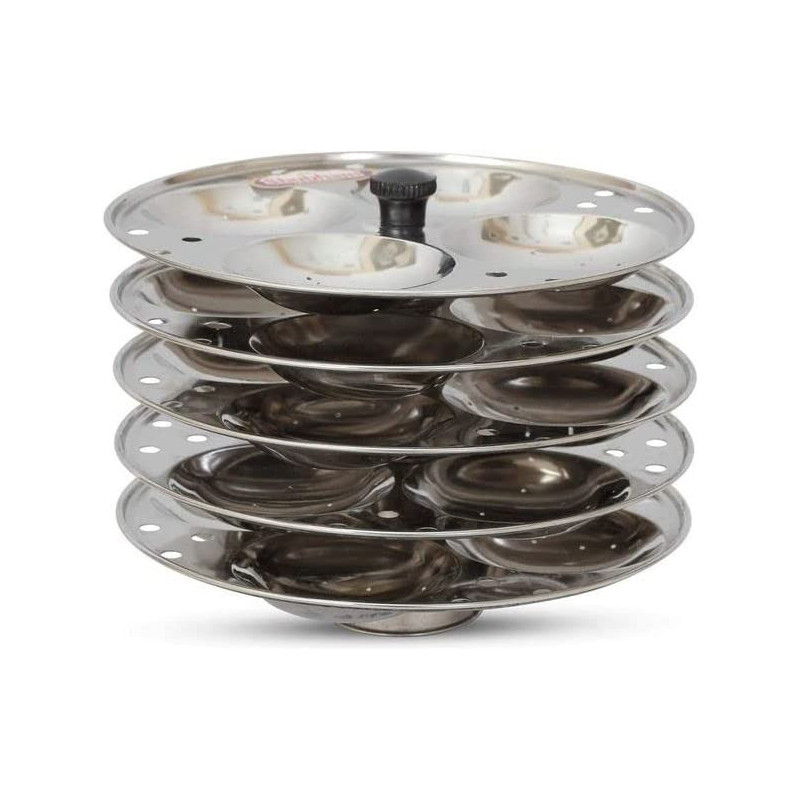Ayda Stainless Steel Idli Stand 5 Rack 20 Pits Silver 19X16.5Cm19 X 16.5 Cm Silver