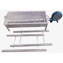 Pamchal Bbq Grill Long Leg Adjustable Stand With Fan Multicolour 60Cm60 Cm Silver