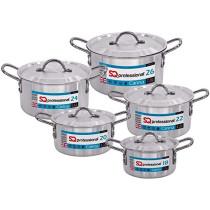 Professional Carina Aluminium Casserole Set 5Pc Stockpot Set With Lids 18 26Cm Silver26 Cm Silver