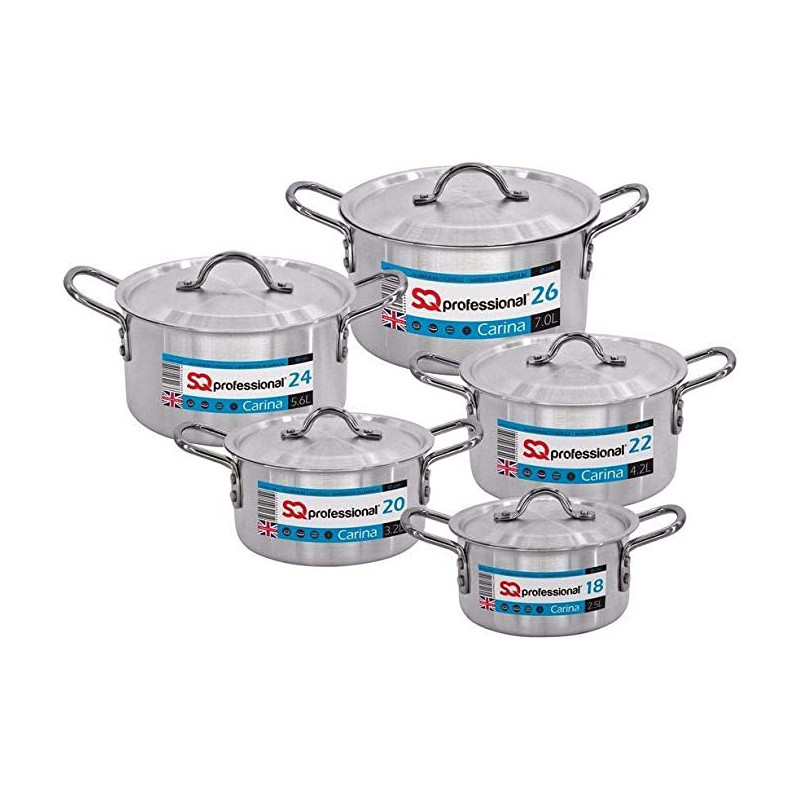 Professional Carina Aluminium Casserole Set 5Pc Stockpot Set With Lids 18 26Cm Silver26 Cm Silver