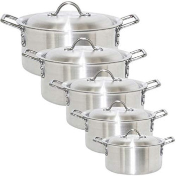 Carina Aluminium Cookpot Set Of 5 10 Pieces Including Lid10 Pieces Silver