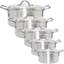 Carina Aluminium Cookpot Set Of 5 10 Pieces Including Lid10 Pieces Silver