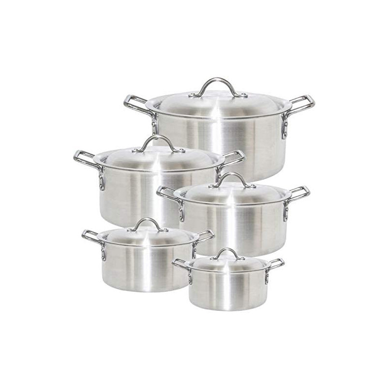 Carina Aluminium Cookpot Set Of 5 10 Pieces Including Lid10 Pieces Silver