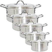 Carina Aluminium Sauce Pot Set Of 5 10 Pieces Including Lid10 Pieces Silver