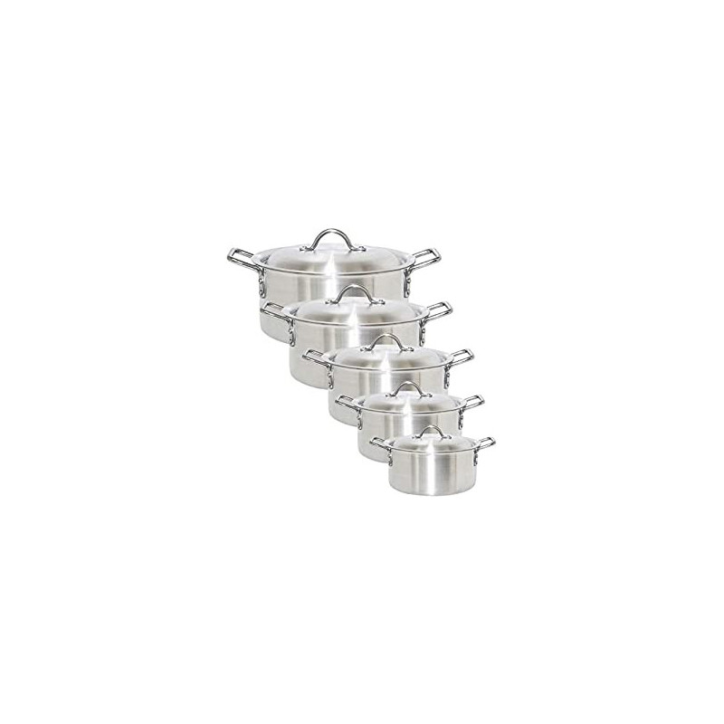 Carina Aluminium Sauce Pot Set Of 5 10 Pieces Including Lid10 Pieces Silver